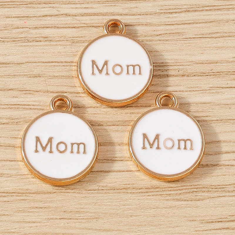 10 Stück 11 x 14 mm niedliche bunte Emaille MOM Buchstaben Charms Anhänger für Schmuckherstellung Ohrringe Halskette Armbänder DIY Bastelbedarf – Detail 8
