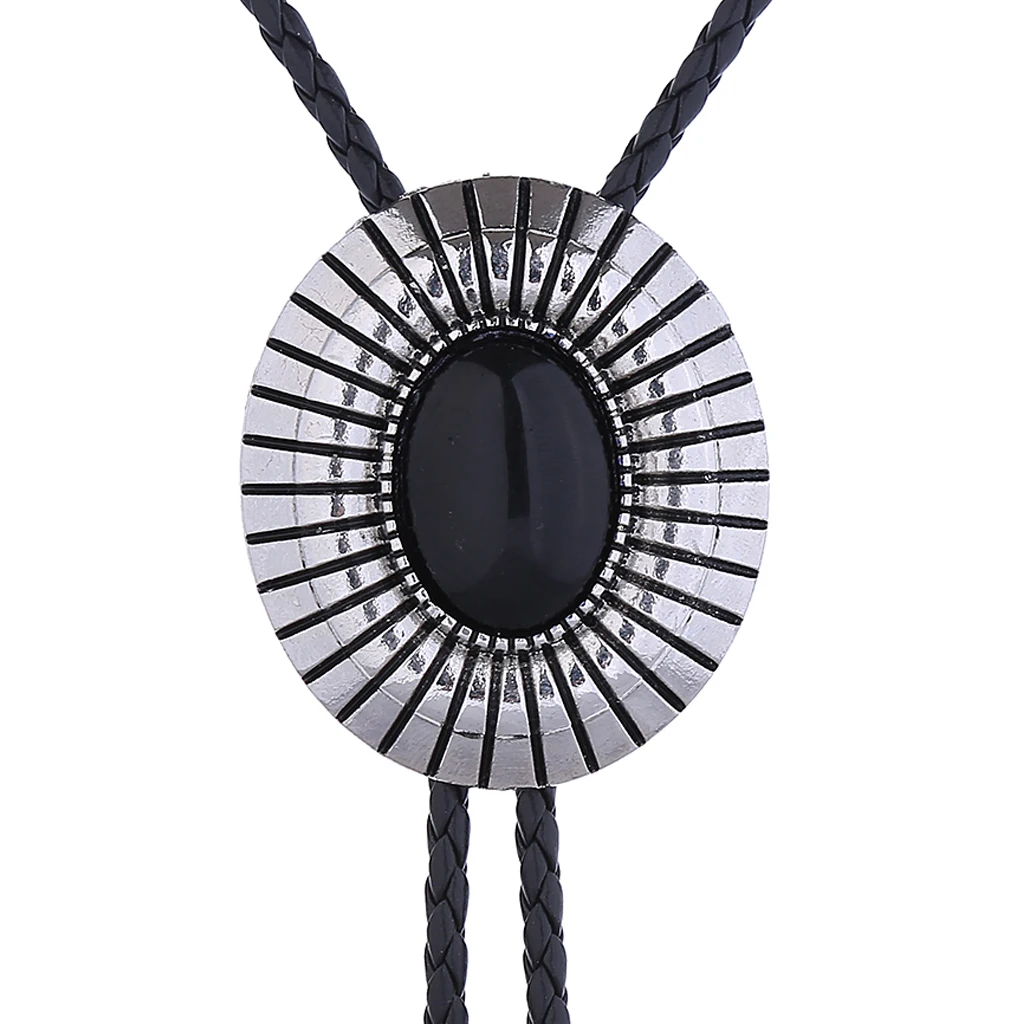 Fashion Pop Sun Black Agate Big Bolo Tie Trendy Large Size Tie for Men's Clothing Accessories
