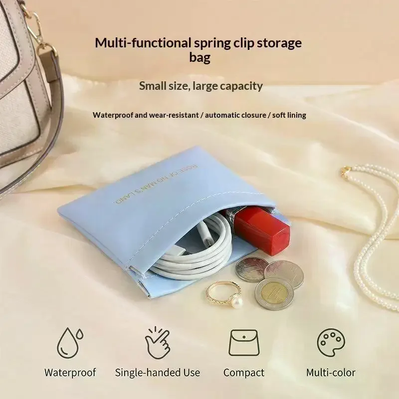 Waterproof PU Self Closing Storage Bag Lightweight Large Capacity Portable Pouch for Cosmetics Travel Toiletries