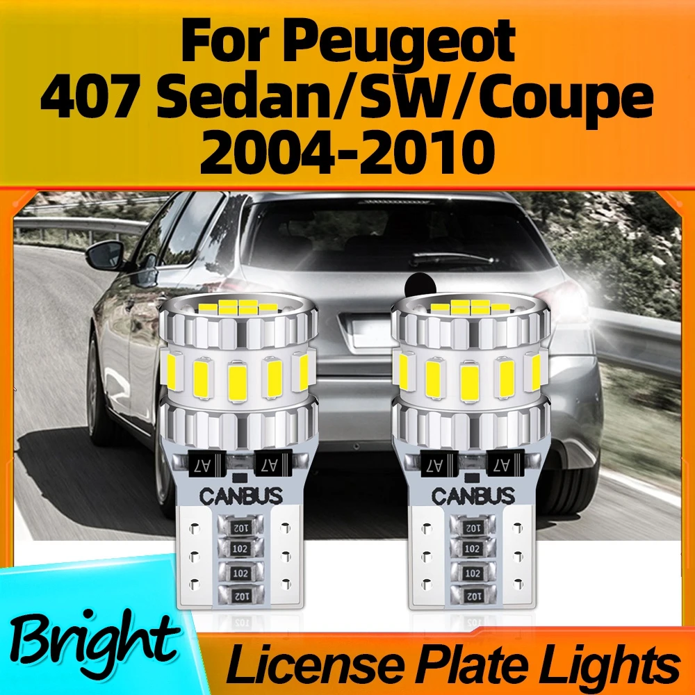 

2Pcs High Bright W5W LED Car License Plate Light T10 800LM For Peugeot 407 Sedan/SW/Coupe 2004 2005 2006 2007 2008 2009 2010