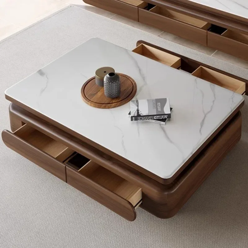 

Wooden Simple Coffee Table Storage Drawers Space Saving Living Room Side Table Standing Kaffee Tische Lounge Suite Furniture