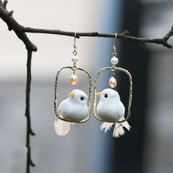 Unique Birds Series Resin Earring Creative Tit Pendant Cute Earrings Women Parrot Statement Earring Jewelry Custom Packaging