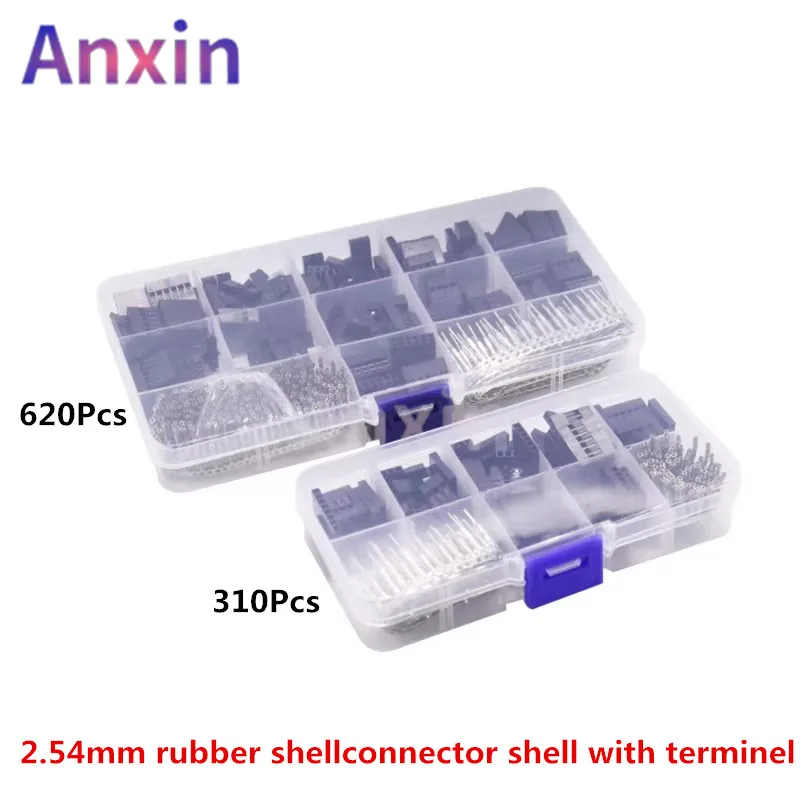 

310/620Pcs Dupont Connector 2.54mm Dupont Cable Jumper Wire Pin Header Housing Kit, Male Crimp Pins+Female Pin Terminal Connecto