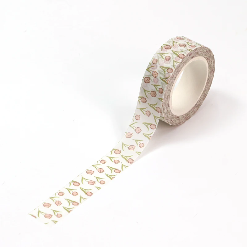 2023 NEW 1PC. 10M Deco Watercolor Tulip Pattern washitape for Scrapbooking  Adhesive Masking Tape Cute Journaling Stationery