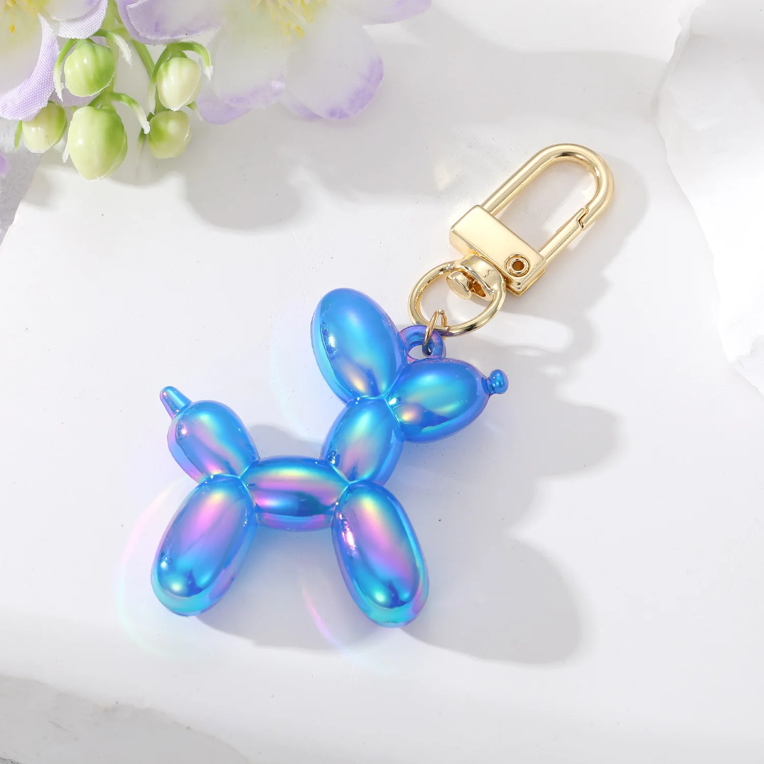 2023 Cartoon Animal Balloon Dog Couple Keychains Key Ring For Women Men Cute Pet Puppy Bag Key Aesthetic Keychain Accessories