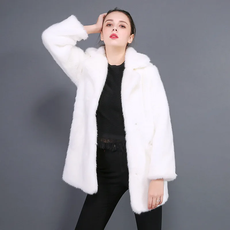 Zhou Dongyu Same Trench Coat 2021 Women's Fur Coat Slim Long Sleeves Medium and Long Coat Slim Rabbit Hair Women's Clothing