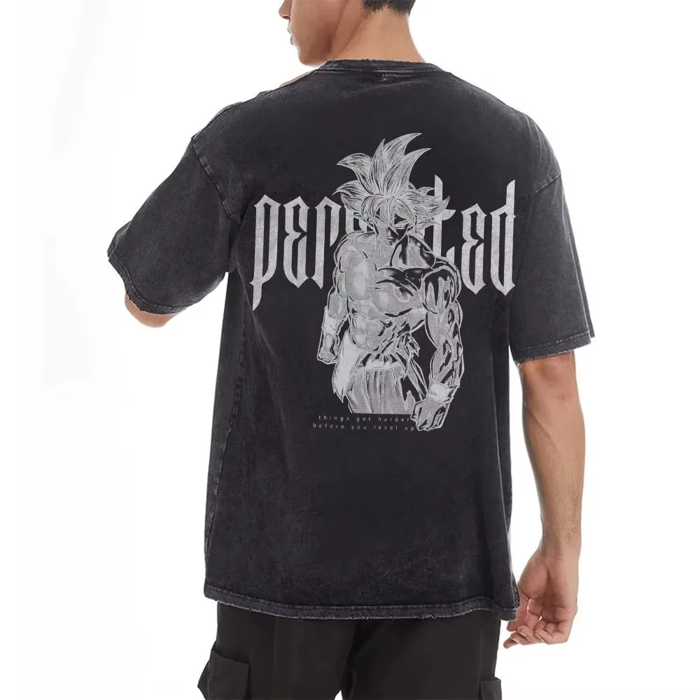 

Dragon Ball Goku Printed Short Sleeve T-Shirt Casual Summer Wear Men's Street Clothing Men's T-Shirt Washed and Old Comfortable
