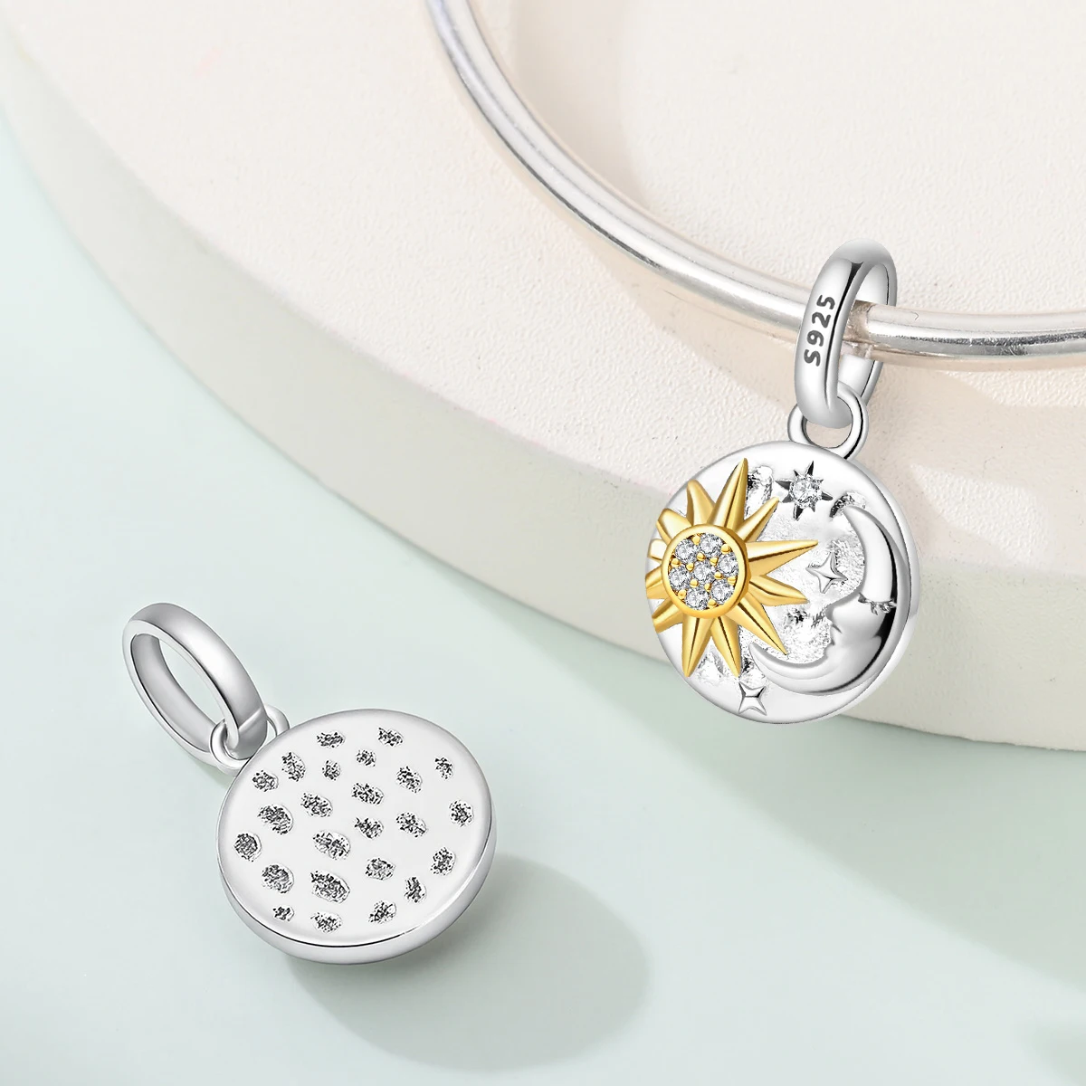 Shining 925 Sterling Silver Lightning Cloud Star Moon Sun String Decoration Fit DIY Bracelet Necklace Premium Gifts