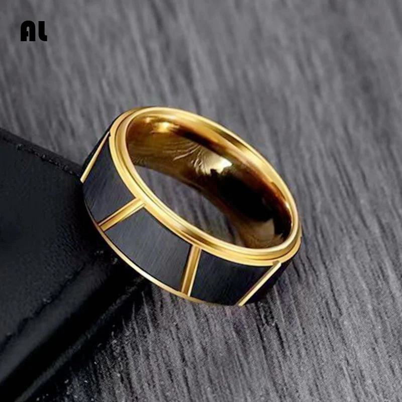 

European and American Fashion Titanium Steel with High-end Feel Two Tone Ring Handsome Men Daily Dressing