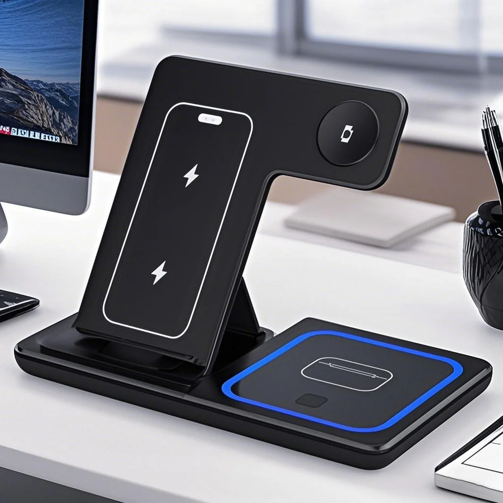 15W 3 in 1 Wireless Charger Stand Pad Foldable Fast Charging Station Dock For IPhone17-11 X 8 Apple Watch Airpods，Work and Life