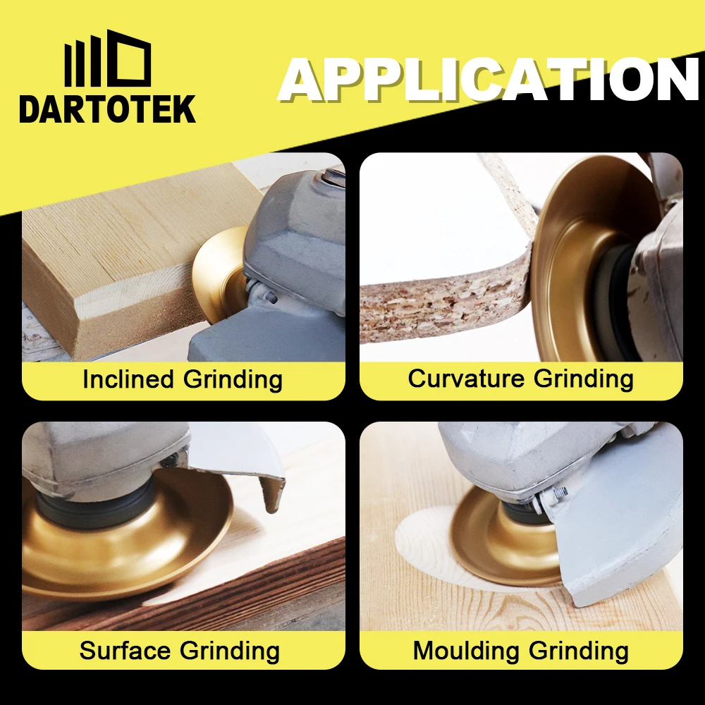 DARTOTEK 1/2 قطعة Dia100mm سبائك الصلب طحن كأس عجلة 4 بوصة فراغ صنع من النحاس الرملي القرص لطحن نحت تلميع الخشب