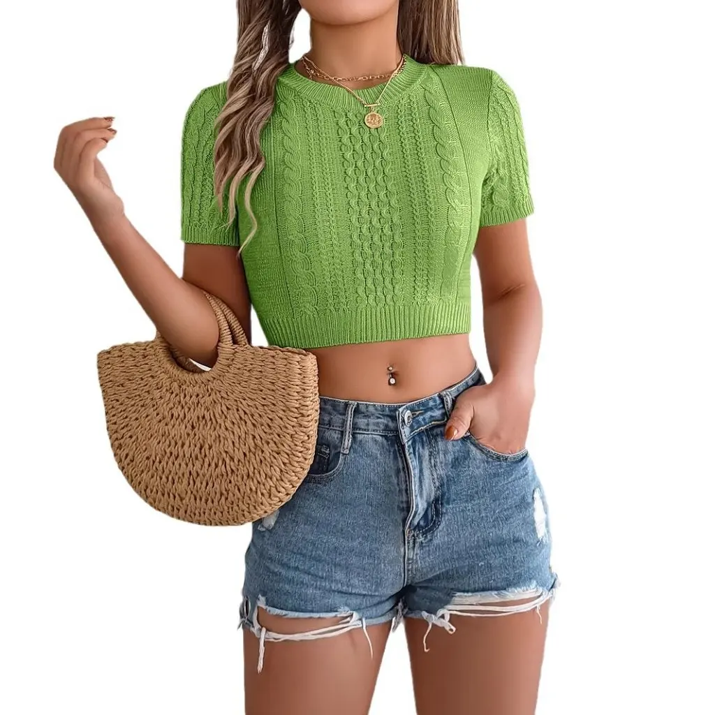 

Women's Spring Summer Short Sleeve Twist Sweater Casual Holiday Top Fashion Style
