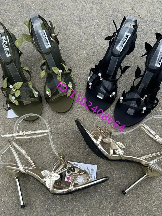 new-arrival-sexy-women's-silk-satin-flower-open-toe-high-heel-sandals-10cm-high-heel-slingback-strap-buckle-leaves-sandals