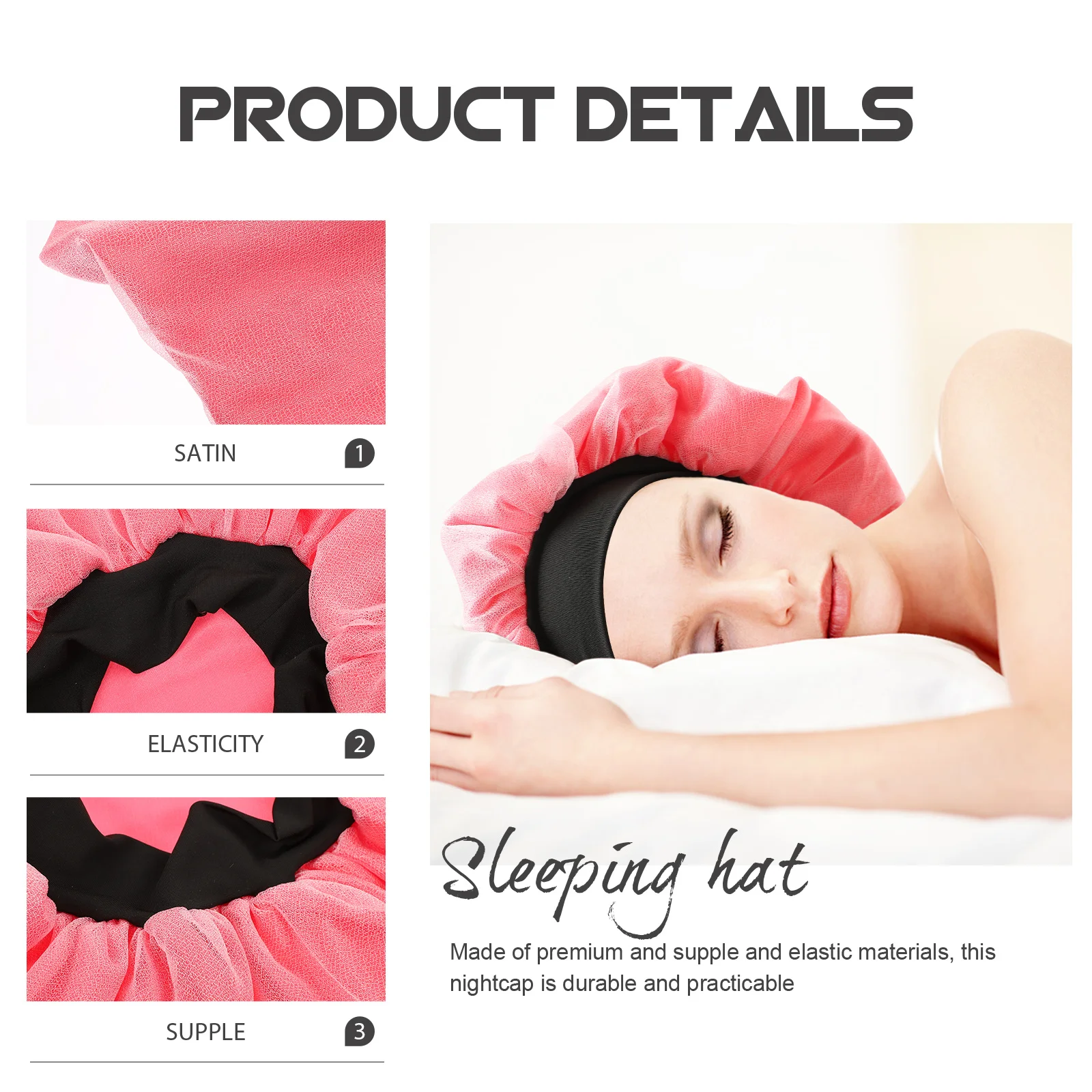 

Simple Ice Silk Miss Satin Sleep Bonnet for Curly Hair Outer Mesh Bonnets Sleeping