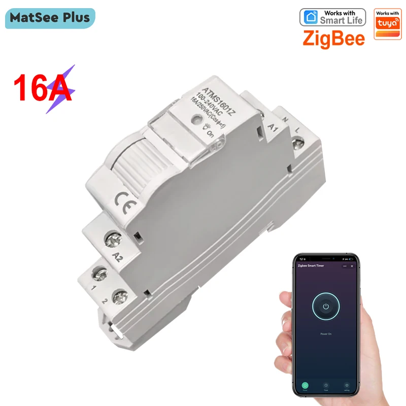 Smart Life ZigBee Circuit Breaker Relay Switch Din Rail Dry Contact 16A Timer 1P App Remote Control Support Alexa Google Home
