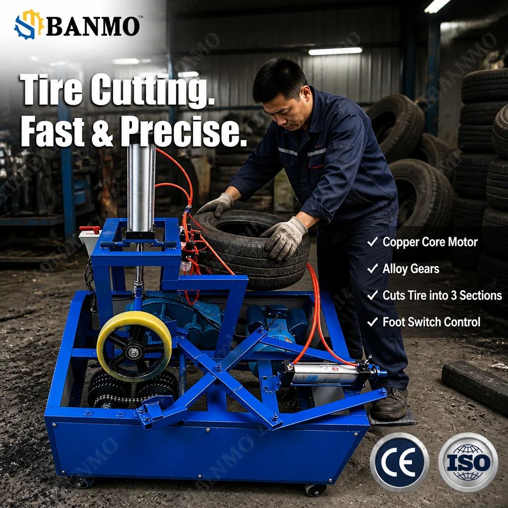 Industrial Double Side Tire Recycling Cutting Machine Scrap Tyres 3 Cut Rubber Cutting Machine Sidewall Bead Ring Cutter