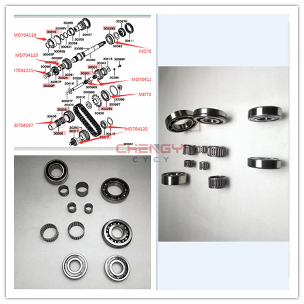 Roulement à rouleaux de boîte de transfert pour Pajero Montero, adapté pour V31W, V32W, MD704119, MD704120, MD736649, MD704contemMD704122, MD704Stuffed