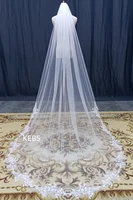 Velo de novia largo blanco/Marfil, accesorios de boda de encaje con lentejuelas de lujo para mujer con peine