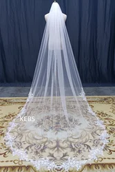 White/Ivory Long Bridal Veil Luxury Women's Sequins Lace Wedding Accessories with Comb