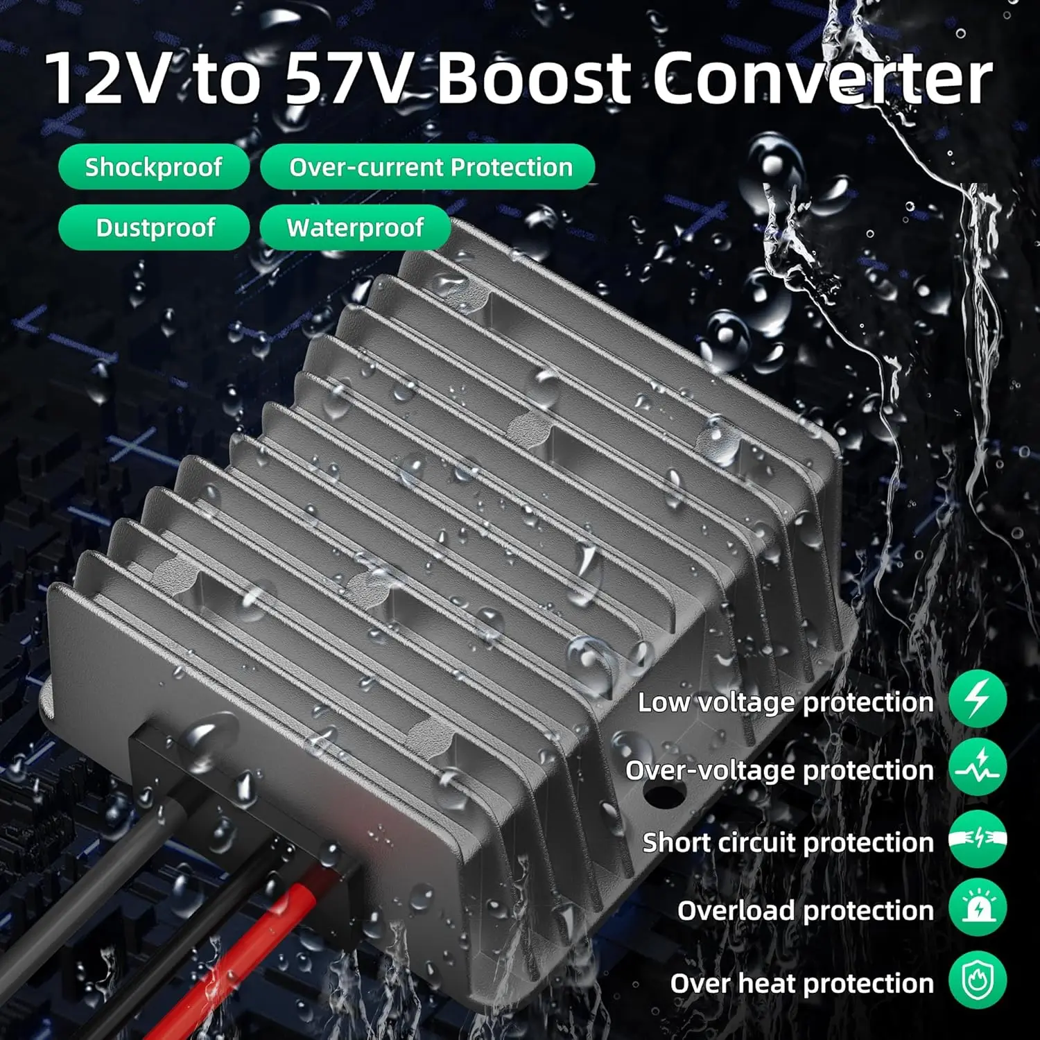 12V to 57V 4.5A Converter 10-36V Boost 57V for RV Solar 24V to 57V Waterproof Regulator 3rd Generation Router Appliance