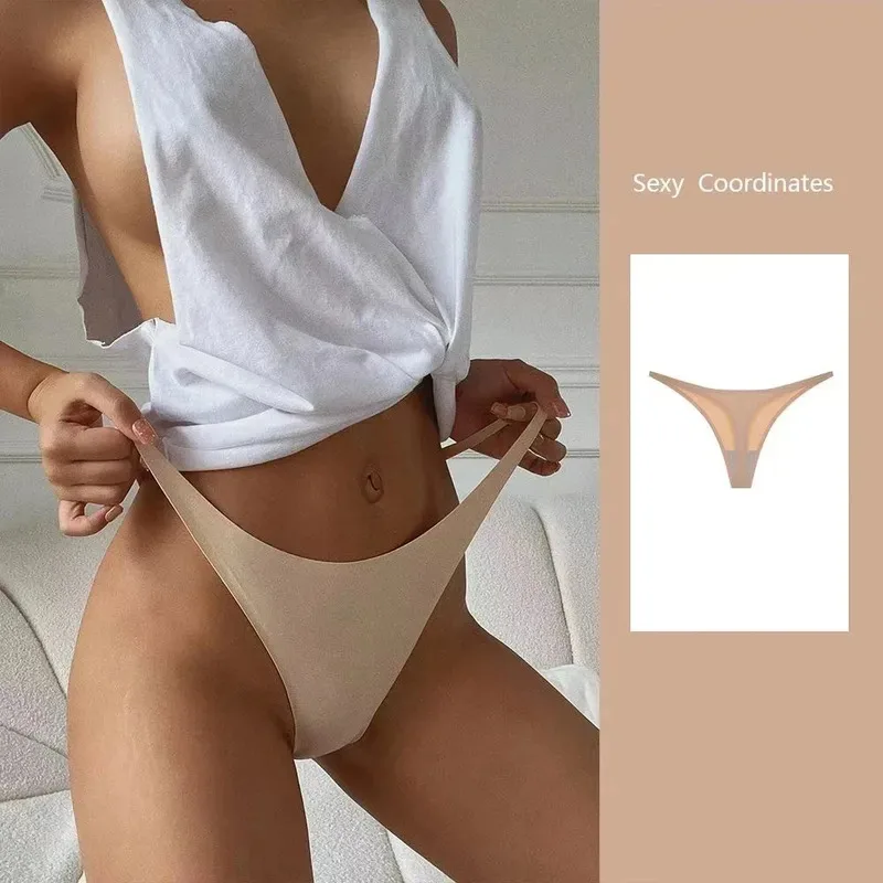 1-6pcs Seamless Panties Ice Silk Seamless Panties For Women Soft Thin Thongs Woman Satin Underwear Female Bikini String Panties - Image 4