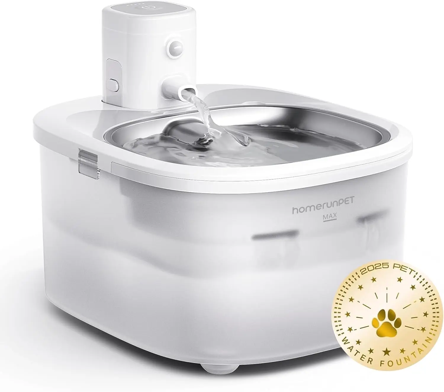 

2.5L/84oz Battery Operated Pet Water Fountain, Ultra-Quiet, Dishwasher Safe, Stainless Steel Tray for Cats & Dogs