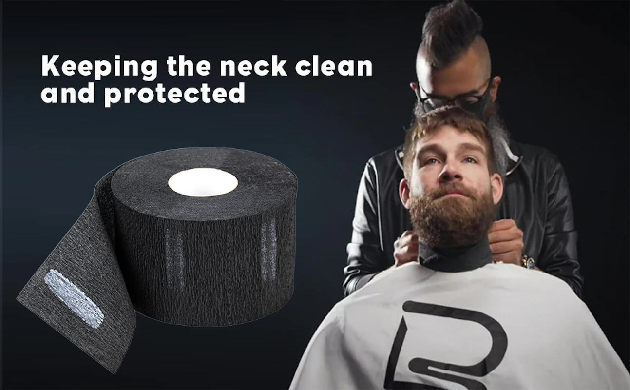 5er-Rollen/Packung Haarschneidezubehör, Halspapier, verstellbar, für Friseure, speziell für Salon, Friseursalon, weiß, schwarz – Detail 9