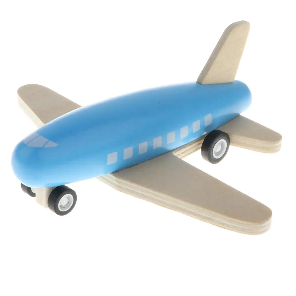 

4.7" Wooden Pull Back Plane Friction Powered Vehicle Craft baby Toy