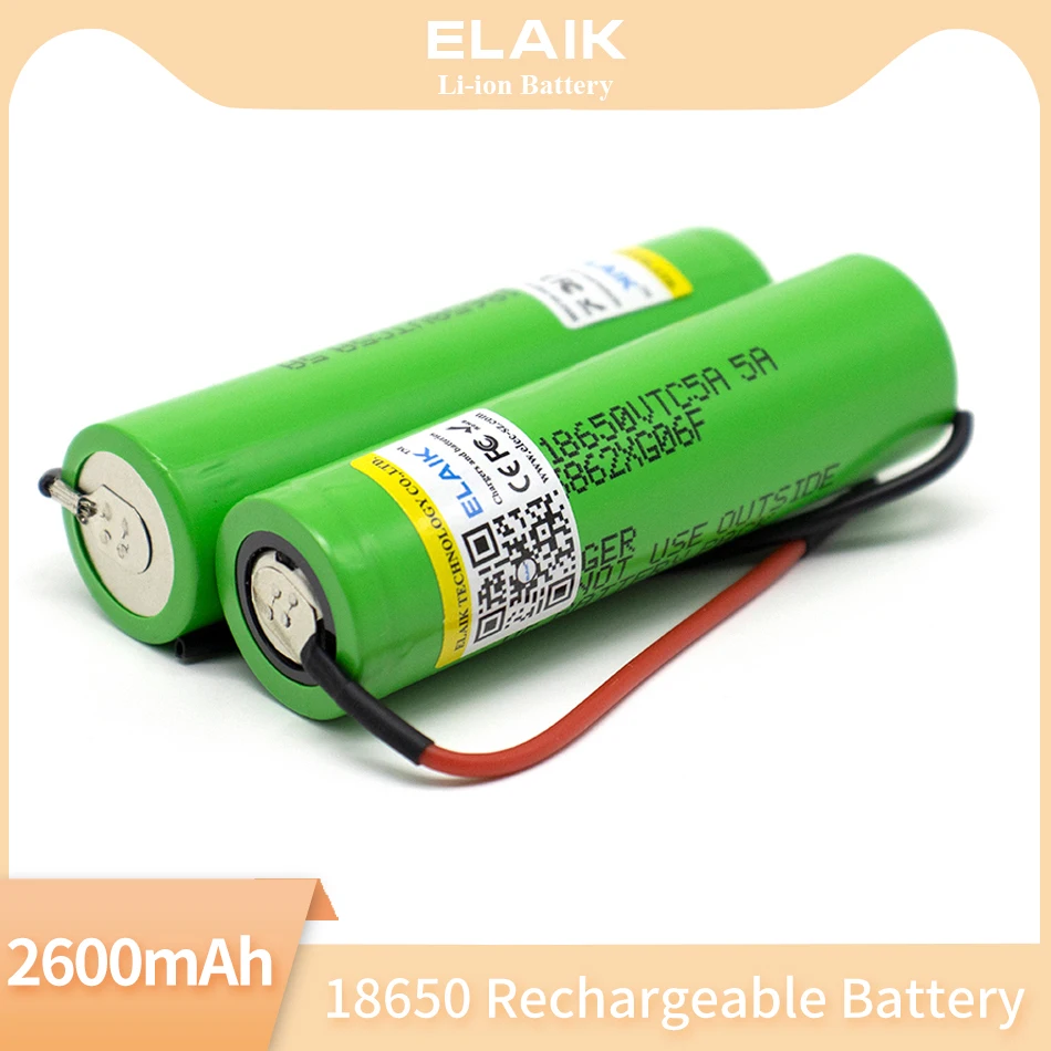 1-20 Stuks 3.7V 18650 Vtc5 2600Mah Lithium Oplaadbare Batterij 18650vtc5 30a Ontlading Voor Alle Soorten Elektronisch Speelgoed + Bedrading