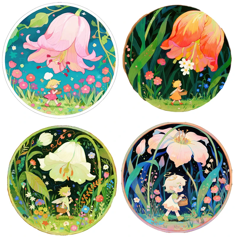 Three Ratels CD120 The little elf under the bell orchid Fairy tale style wall stickers for home decoration