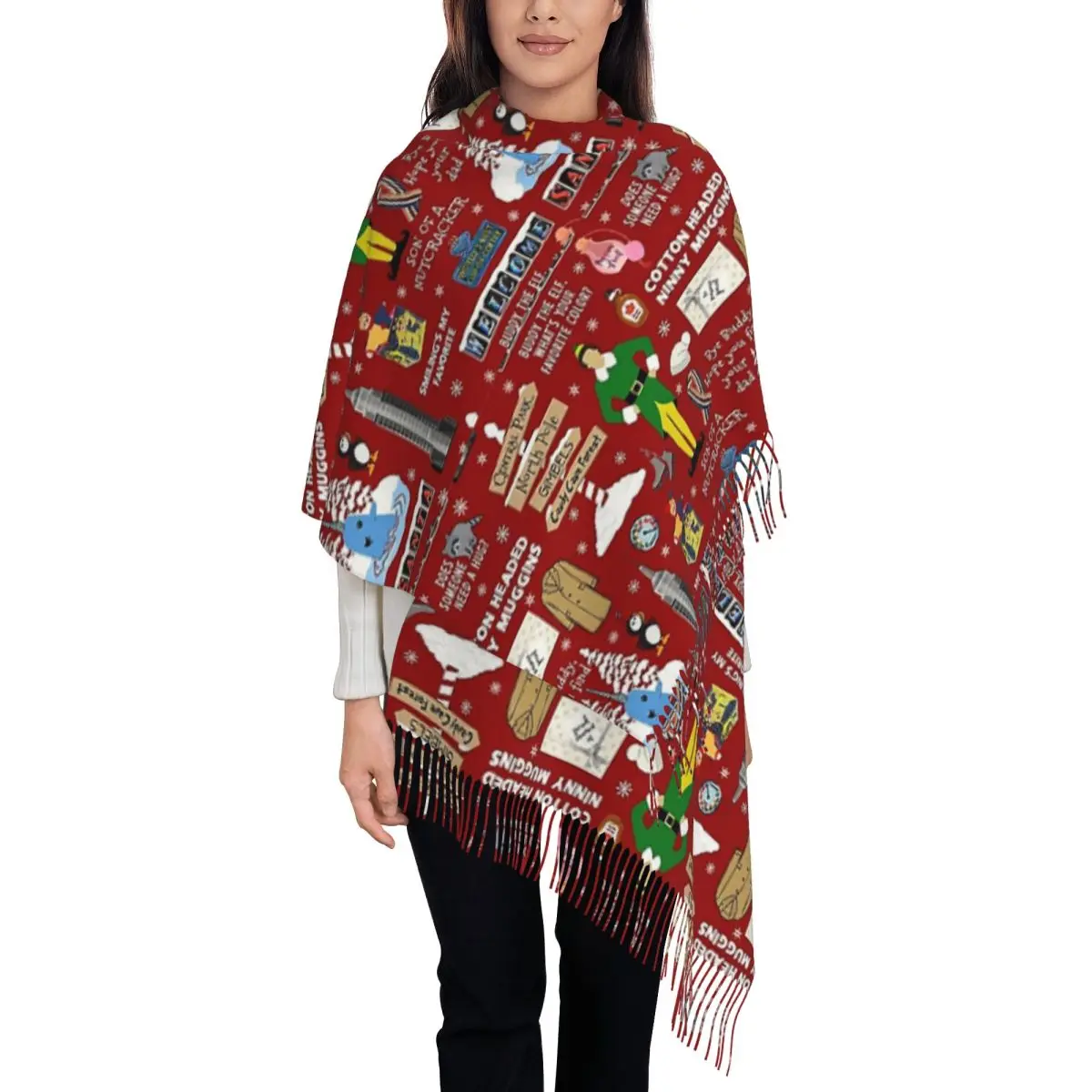 Christmas Nutcracker Scarf Tassel Scarves for Women Soft Warm Shawls and Wraps Large Fall Winter Shawl Wrap