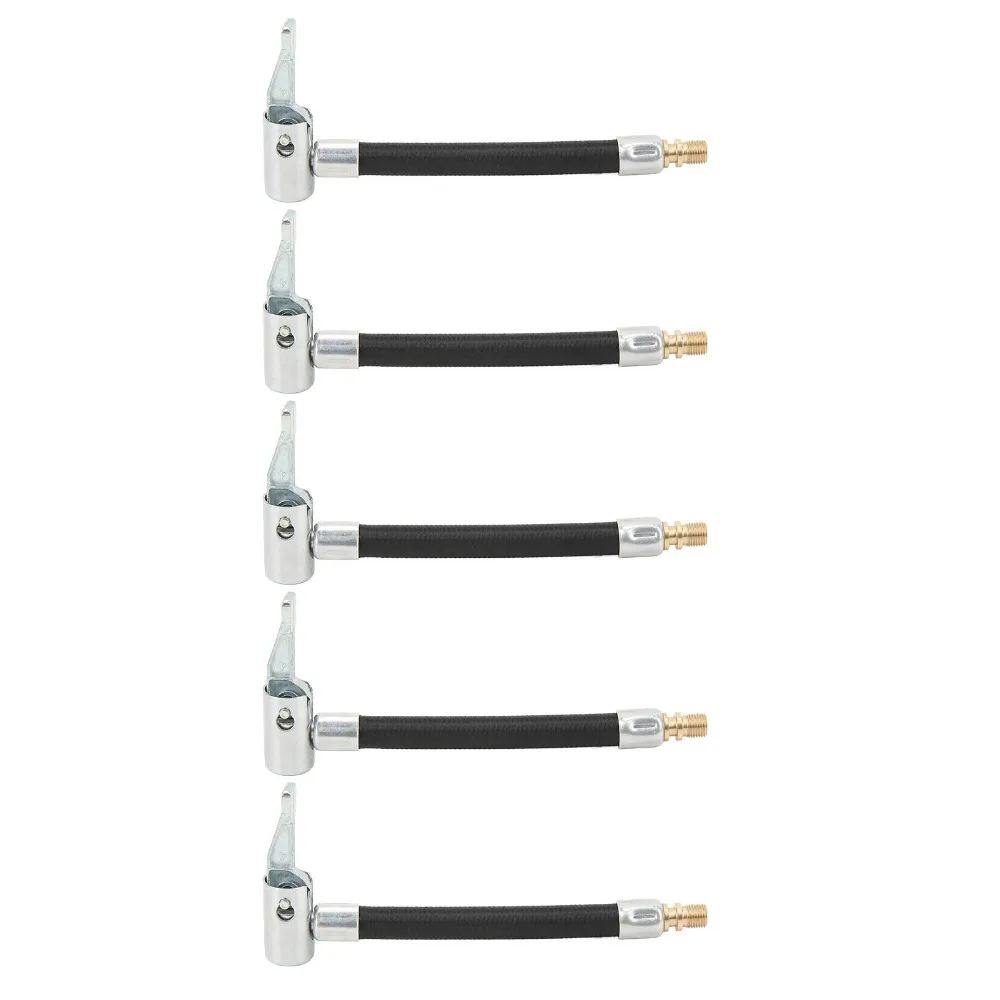5PCS 10cm / 3.94 Inch Tire Inflator Hose Braided Rubber Hose Brass Threaded End Air Pump Extension Tube Aluminum Alloy Fitting