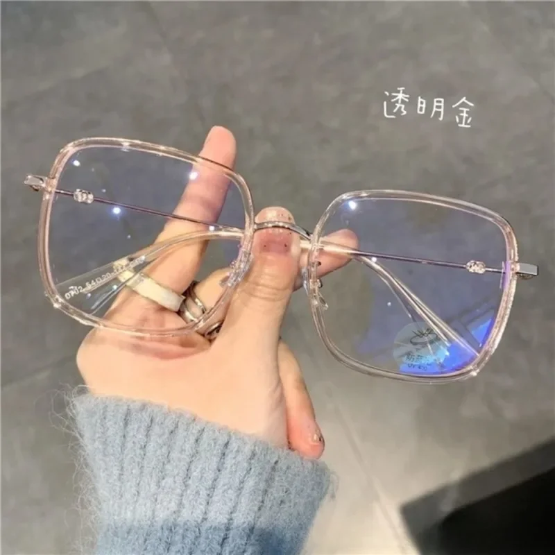 TR Metal Eyeglass Frame Matte Anti Blue Light Computer Glasses Large Frame Natural Decorative Glasses Resin Lenses