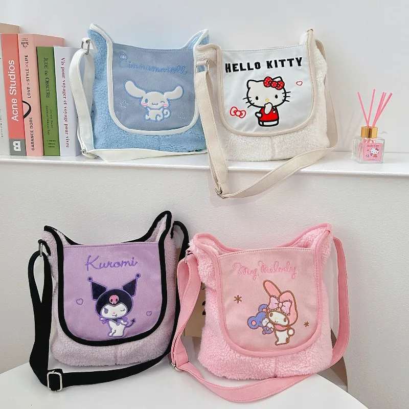 

Kawaii Hello Kitty Makeup Bag Cute Anime Women Accessories Versatile One Shoulder Handheld Large Capacity Girl Gift Wholesale