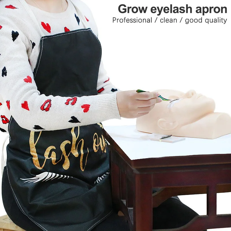 Delantales de limpieza para extensión de pestañas, delantal profesional con patrón de pestañas bronceadas, injerto de pestañas postizas para herramientas de maquillaje para adultos