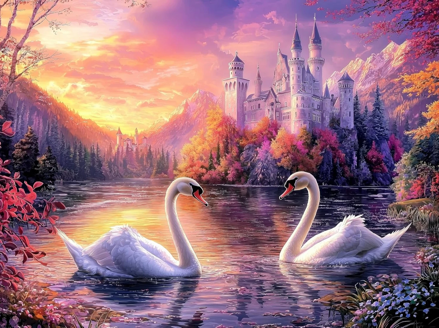 

Adult 120/300/520/1314pcs Wooden Jigsaw Puzzle Swans on Castle Lake Puzzle Stress Reducing Kids Educational Toys Christmas Gift