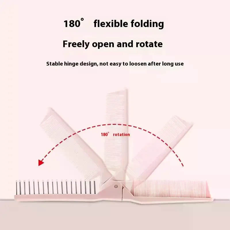 Dual Function Foldable Travel Comb Anti-Static Curly Hair Tool Soft Teeth Detangling Portable For Girls Hair Styling Supplies