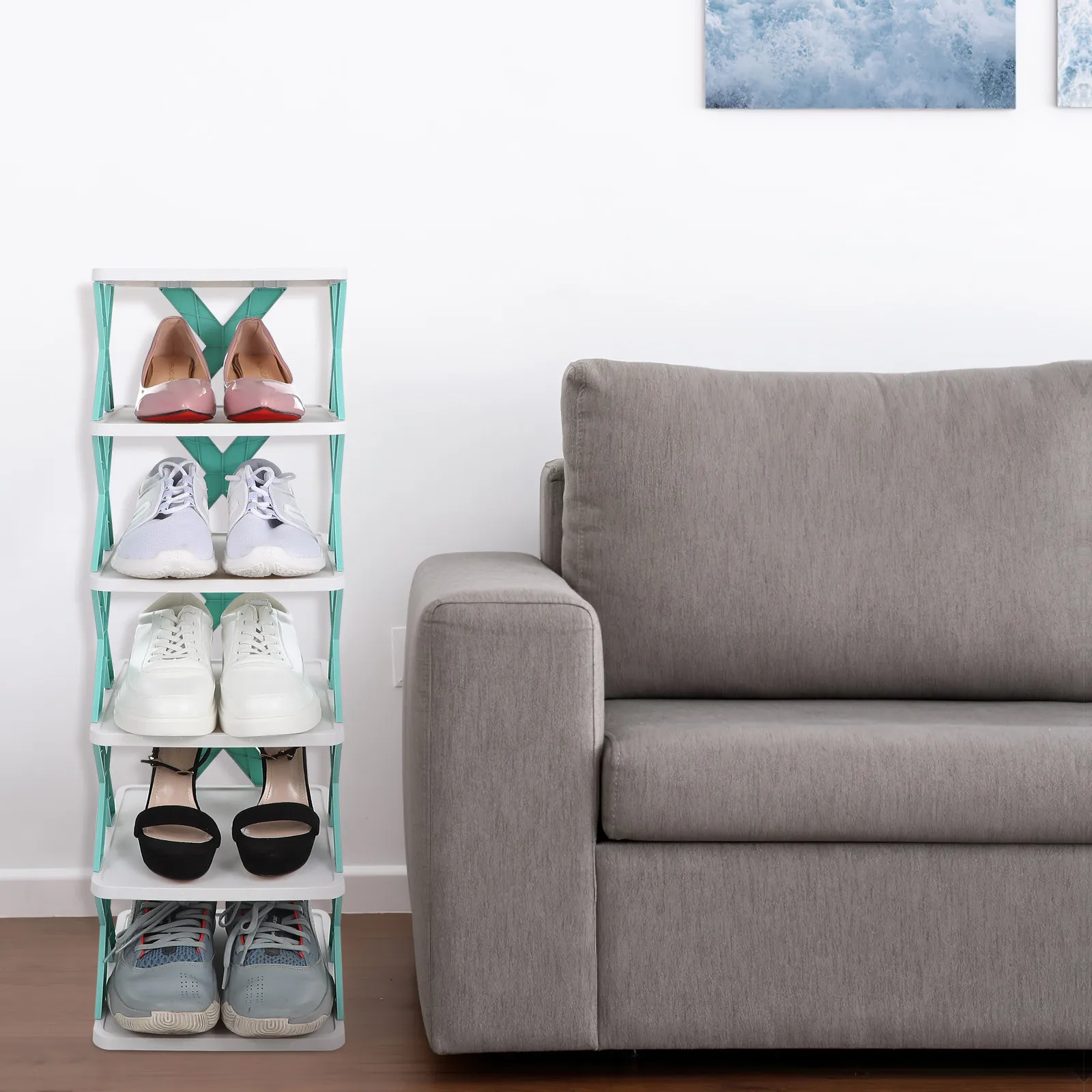 

Высокая узкая многоуровневая полка для обуви, экономящая пространство, для небольших квартир и общежитий