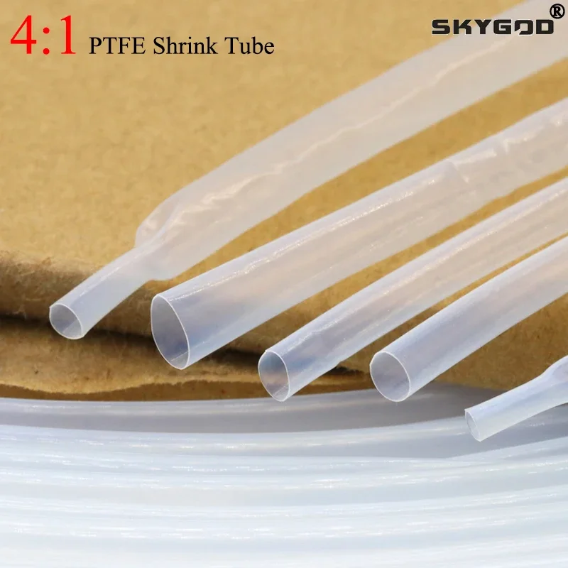 

1/2/5m PTFE Heat Shrink Tube 4:1 Shrinkage Ratio Diameter 2mm 4mm 6mm 8mm 9.6mm High Temperature 260Deg. C/600V Translucent