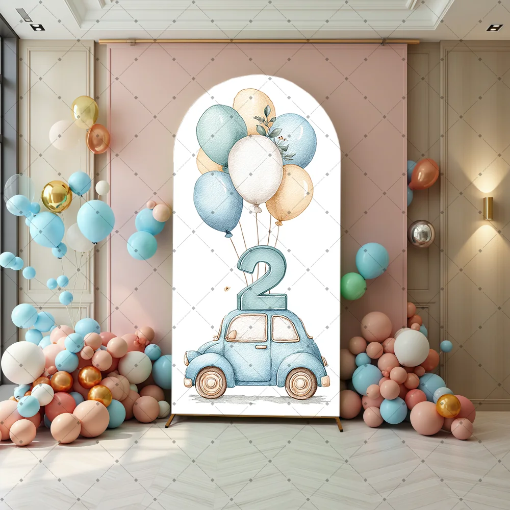 Fast One or Two Fast Birthday Arch Backdrop Cover Little Car Balloon Clouds Stars Boy Cake Smash Party Decor Portrait Background