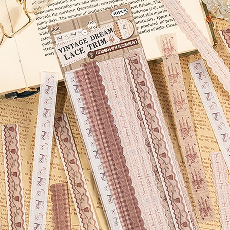 Mr. Paper Lace Post Office Sticker Pack of 40 Sheets, Lace Washi Design, Vintage Journal Decoration, Creative Collage Materials view 3
