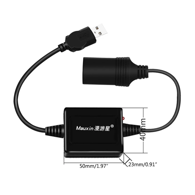 USB 5V na 12V auto cigareta nástrčkový ženské energie konvertor adaptér lanko bovdenu