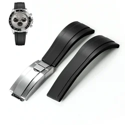 20mm Rubber Watchband for Rolex Black Water Ghost Green Submariner Daytona Men Diving Strap Stainless Steel Butterfly Buckle