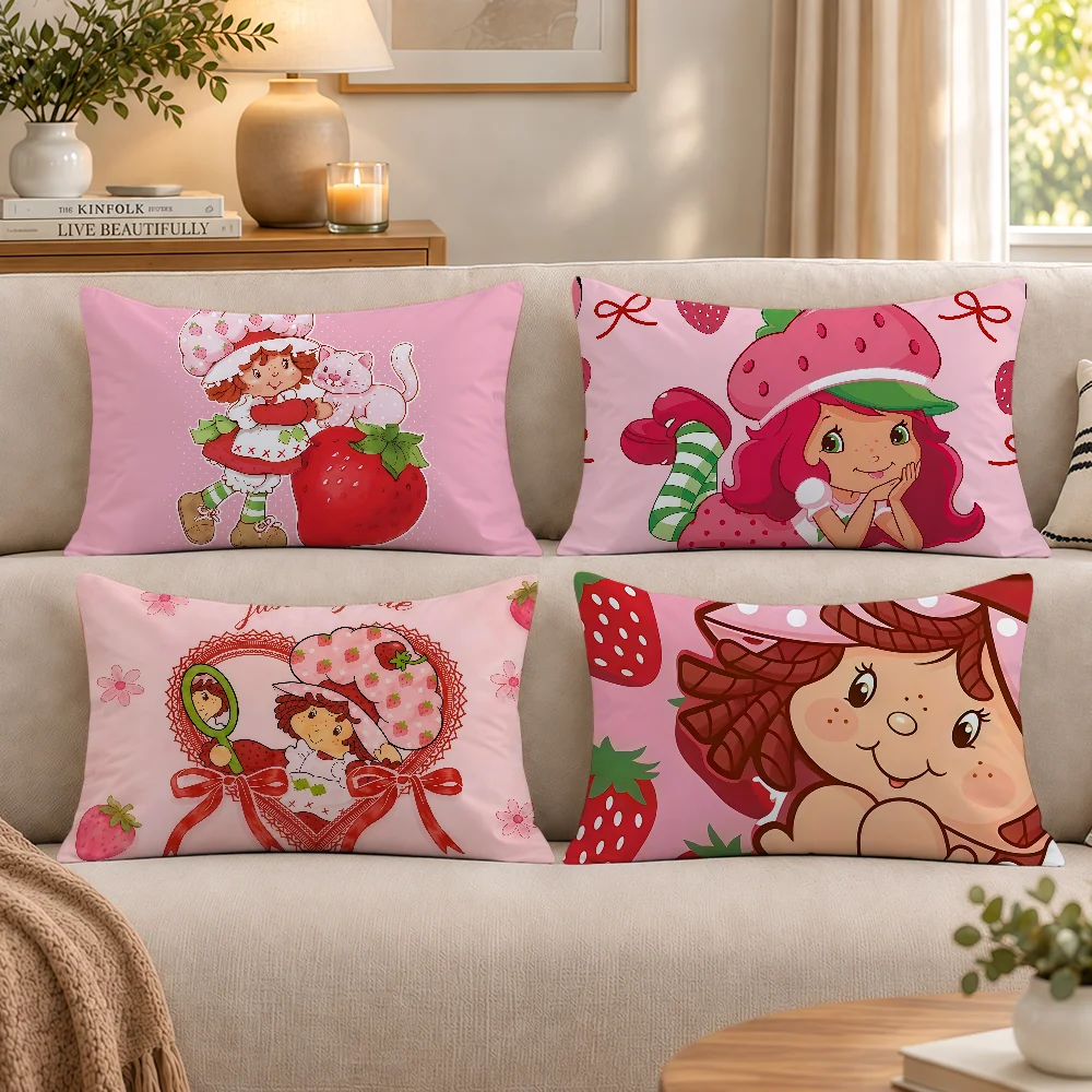 Cartoon S-StrawberryS S-ShortcakeS Cushion Cover Rectangle Decorative Long Pillow Cases Sofa Bench Bedroom Chair LivingRoom