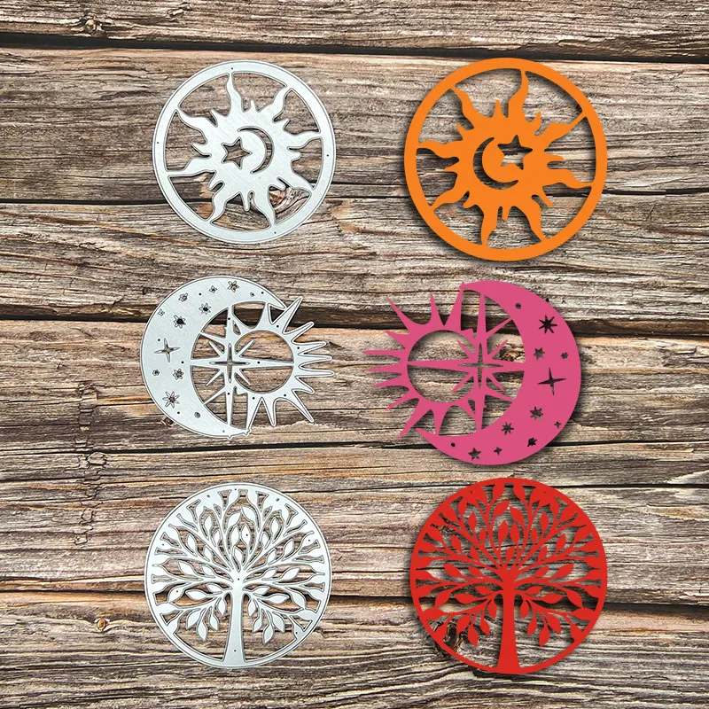 Moon and stars metal Die cutting knurling the sun Clipbook and card making tree Greeting Card Album  Handmade DIY Die Cut