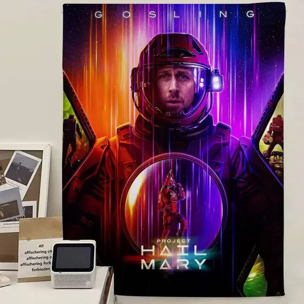 Project Hail Mary 2026 Movie Canvas Printing Anime Tapestry Hippie Flower Wall Carpets Dorm Decor Wall Hanging Home Decor