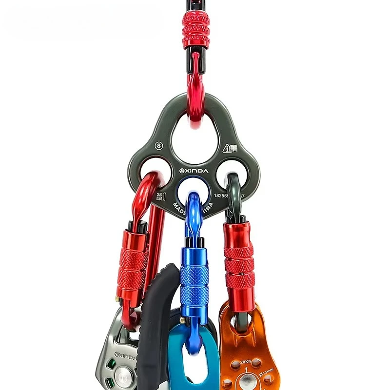 XINDA Professional Accessory Split Rope Plate Divide 4-hole Force Plate Outdoor  Four-hole Plate Rock Climbing Equipment