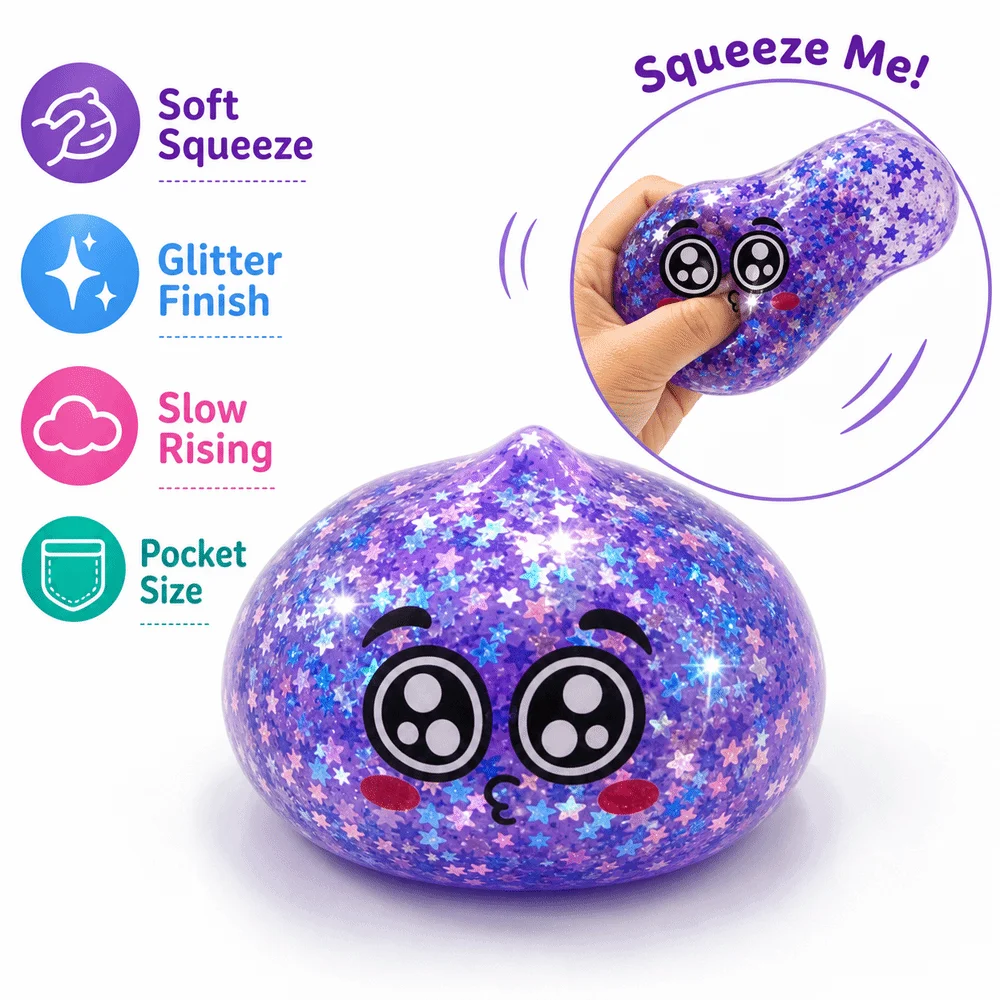 Glitter Dumplings Squeeze Toy Soft with Steamer Squeeze Toy Slow Resilience Fidget Squeeze Decompression Dough