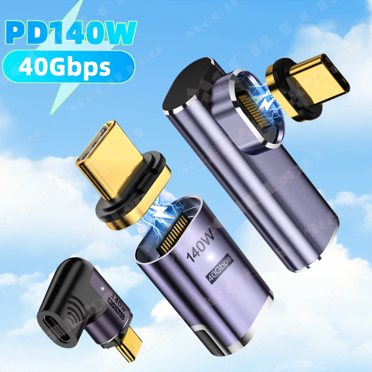 PD140W USB4.0 40Gbps Thunderbolt3 Magnetic Adapter USB C To Type C Fast Charge Magnet Converter Cable 8K@60Hz USB Type C Adapter