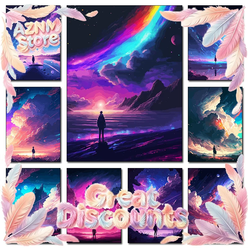 2026 Colorful Fantasy Space Vector Style Artwork Posters and Prints Canvas Printing Wall Art Picture for Living Room Home